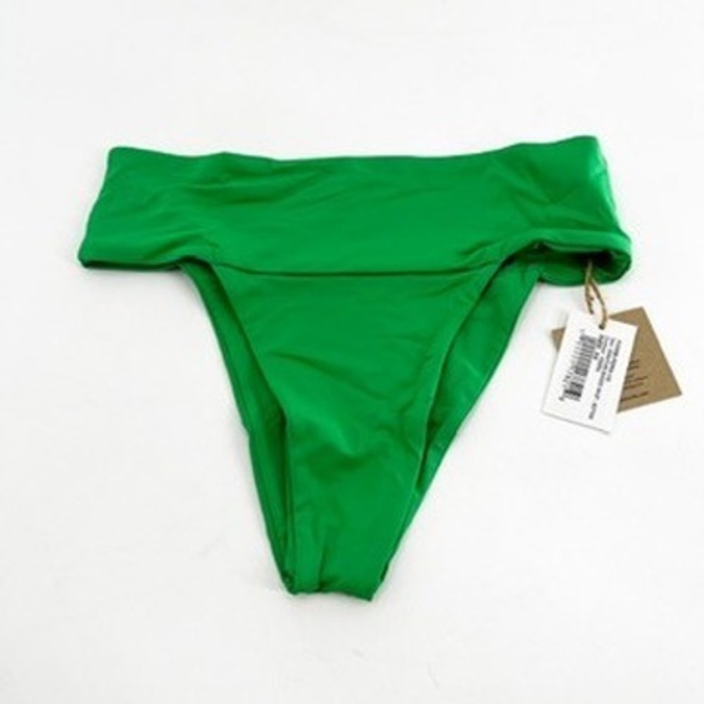 NWT Free People x Toast Swim XS Bikini Bottoms High‎ Leg High Waist Green
